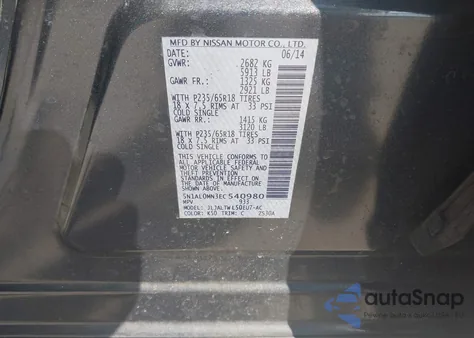 2014 Infiniti Qx60 from USA, damaged, VIN 5N1AL0MN3EC540980